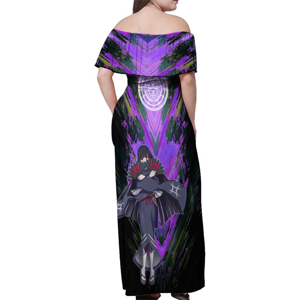 Glass The Rising of the Shield Hero Family Matching Off Shoulder Maxi Dress and Hawaiian Shirt with Elegant Battle Kimono and Spirit Energy Circle Design