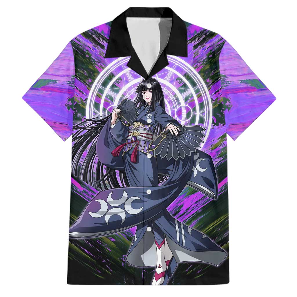 Glass The Rising of the Shield Hero Family Matching Off Shoulder Short Dress and Hawaiian Shirt with Elegant Battle Kimono and Spirit Energy Circle Design