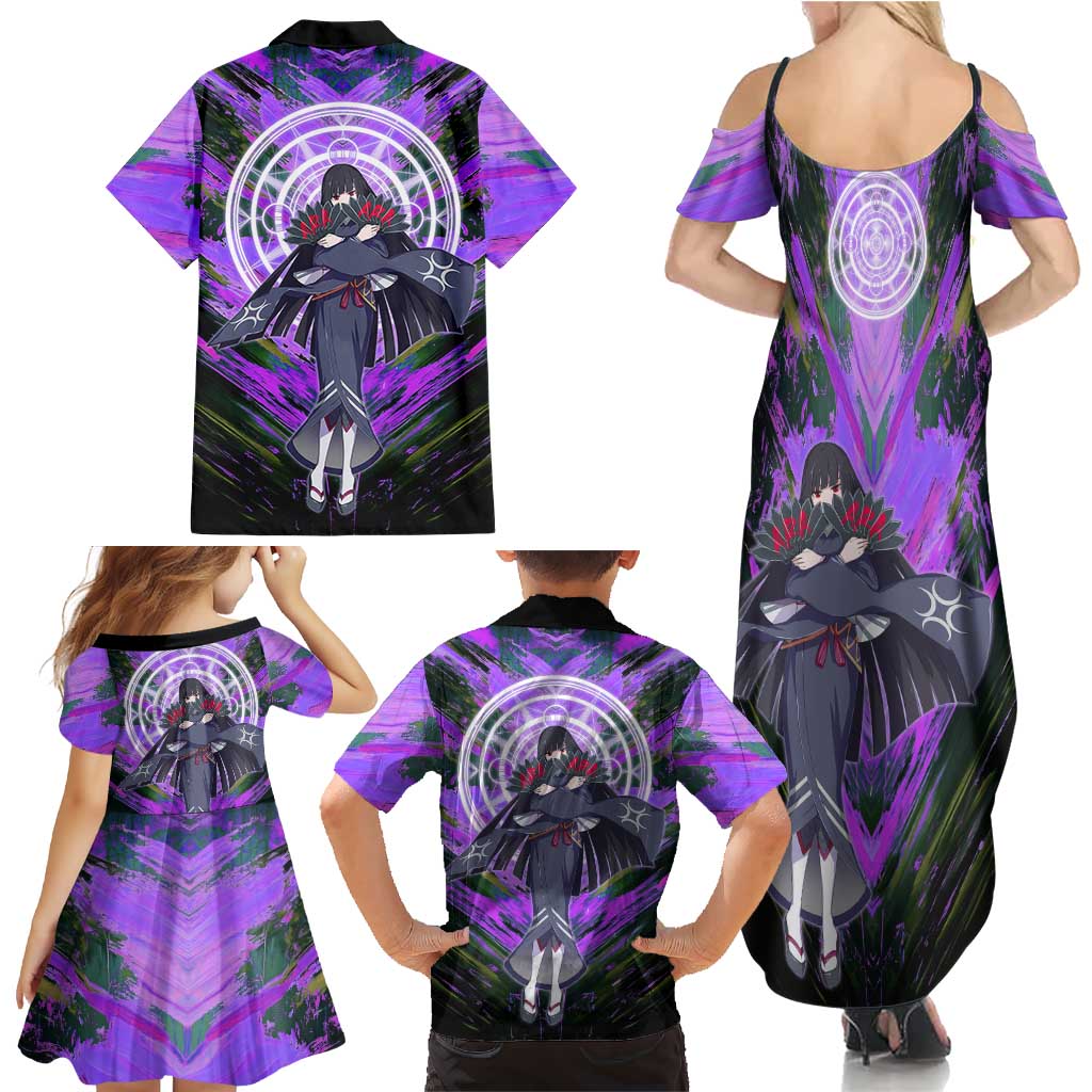 Glass The Rising of the Shield Hero Family Matching Summer Maxi Dress and Hawaiian Shirt with Elegant Battle Kimono and Spirit Energy Circle Design