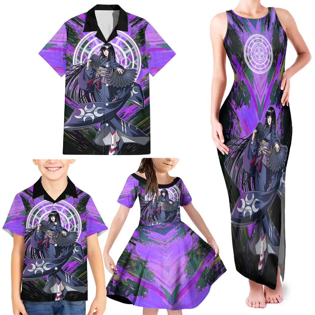 Glass The Rising of the Shield Hero Family Matching Tank Maxi Dress and Hawaiian Shirt with Elegant Battle Kimono and Spirit Energy Circle Design