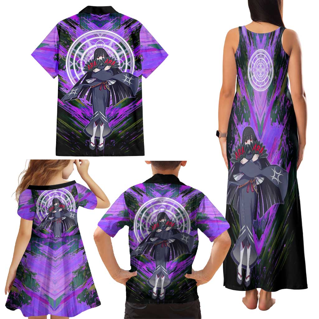 Glass The Rising of the Shield Hero Family Matching Tank Maxi Dress and Hawaiian Shirt with Elegant Battle Kimono and Spirit Energy Circle Design