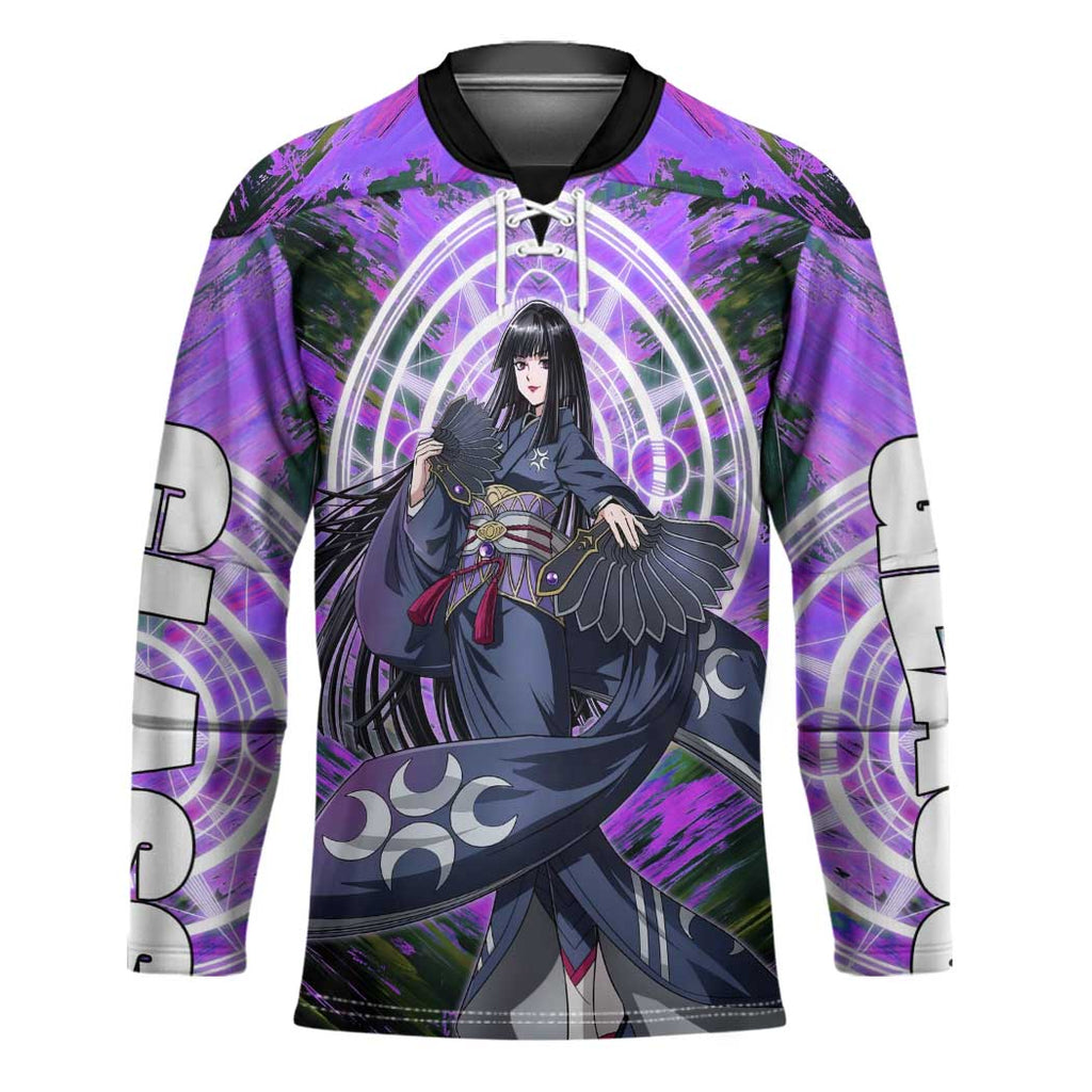 Glass The Rising of the Shield Hero Hockey Jersey with Elegant Battle Kimono and Spirit Energy Circle Design - The Mazicc
