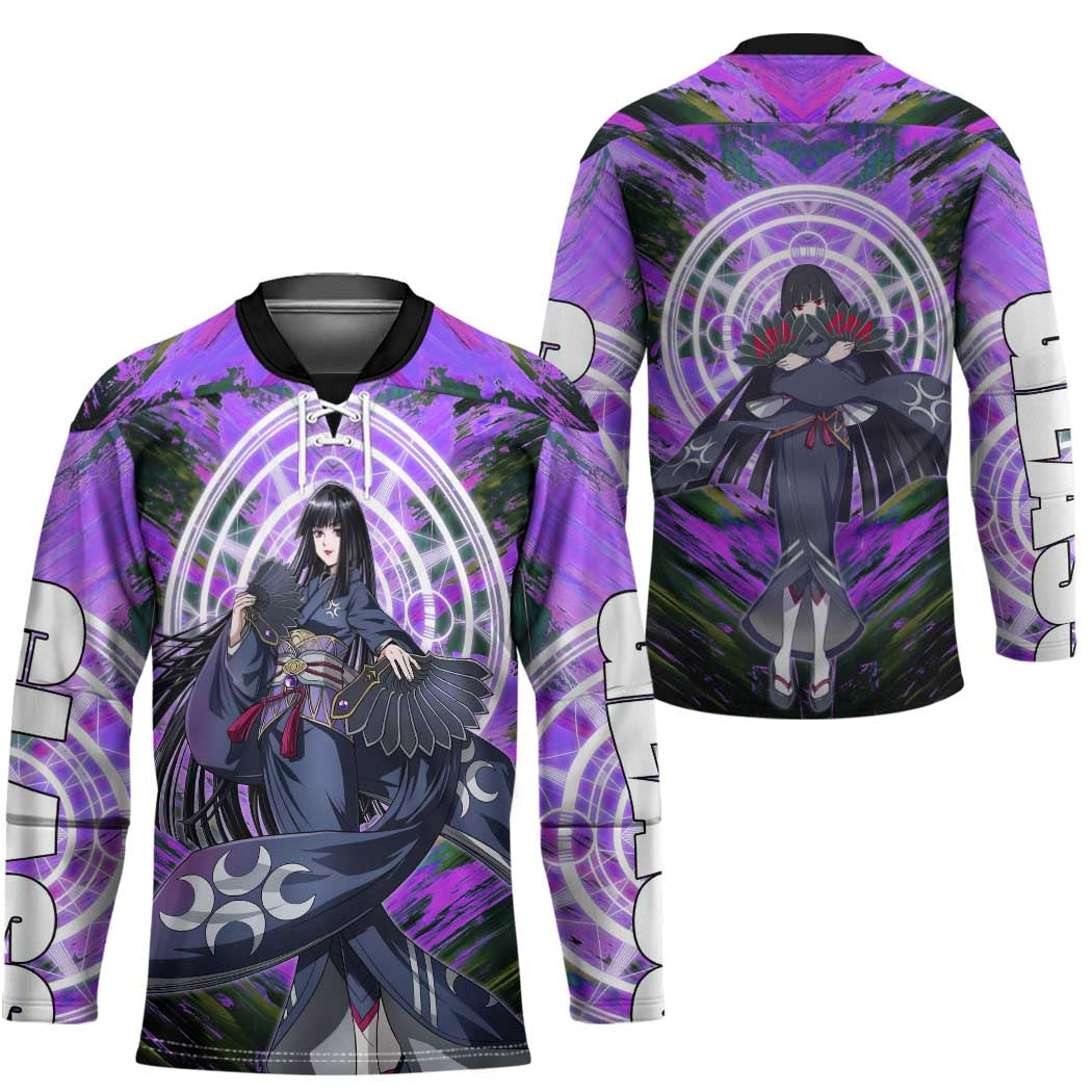 Glass The Rising of the Shield Hero Hockey Jersey with Elegant Battle Kimono and Spirit Energy Circle Design - The Mazicc