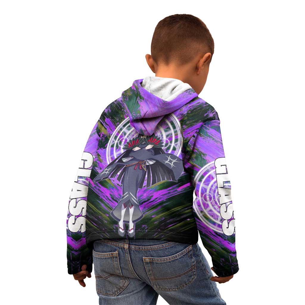 Glass The Rising of the Shield Hero Kid Hoodie with Elegant Battle Kimono and Spirit Energy Circle Design - The Mazicc