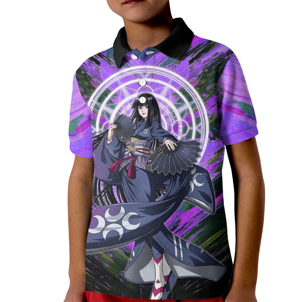 Glass The Rising of the Shield Hero Kid Polo Shirt with Elegant Battle Kimono and Spirit Energy Circle Design - The Mazicc