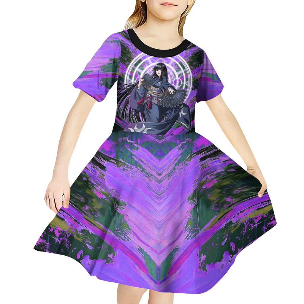 Glass The Rising of the Shield Hero Kid Short Sleeve Dress with Elegant Battle Kimono and Spirit Energy Circle Design - The Mazicc