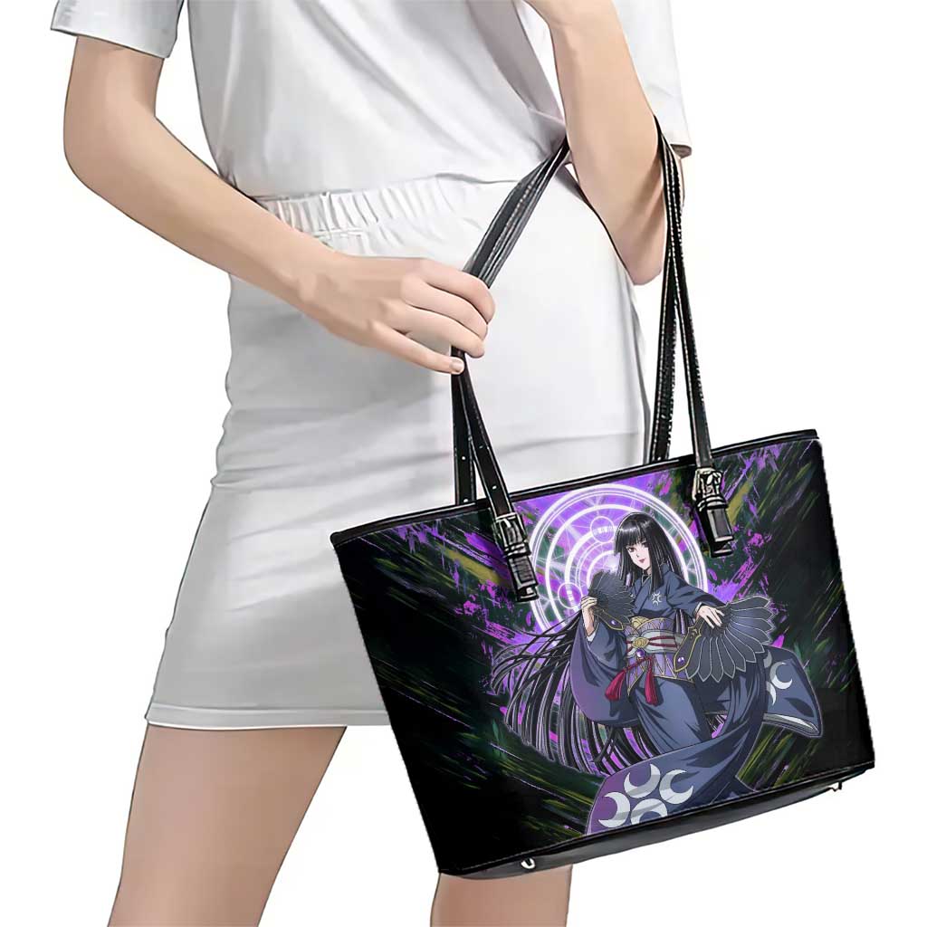 Glass The Rising of the Shield Hero Leather Tote Bag with Elegant Battle Kimono and Spirit Energy Circle Design - The Mazicc