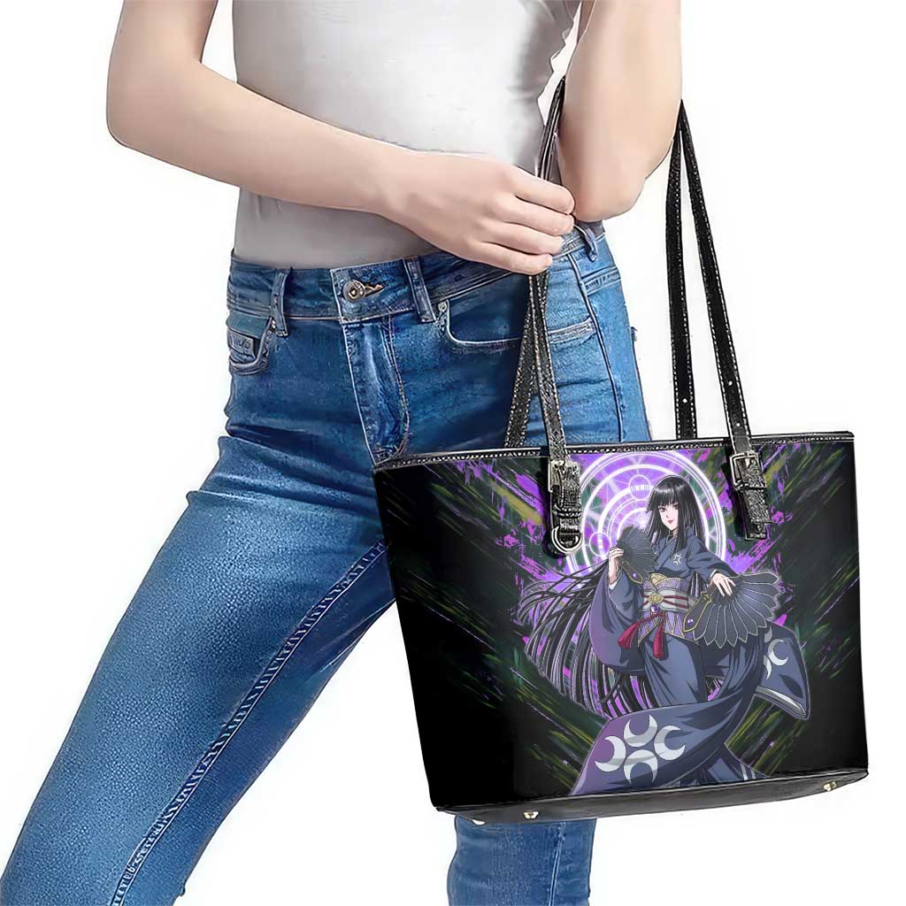 Glass The Rising of the Shield Hero Leather Tote Bag with Elegant Battle Kimono and Spirit Energy Circle Design - The Mazicc