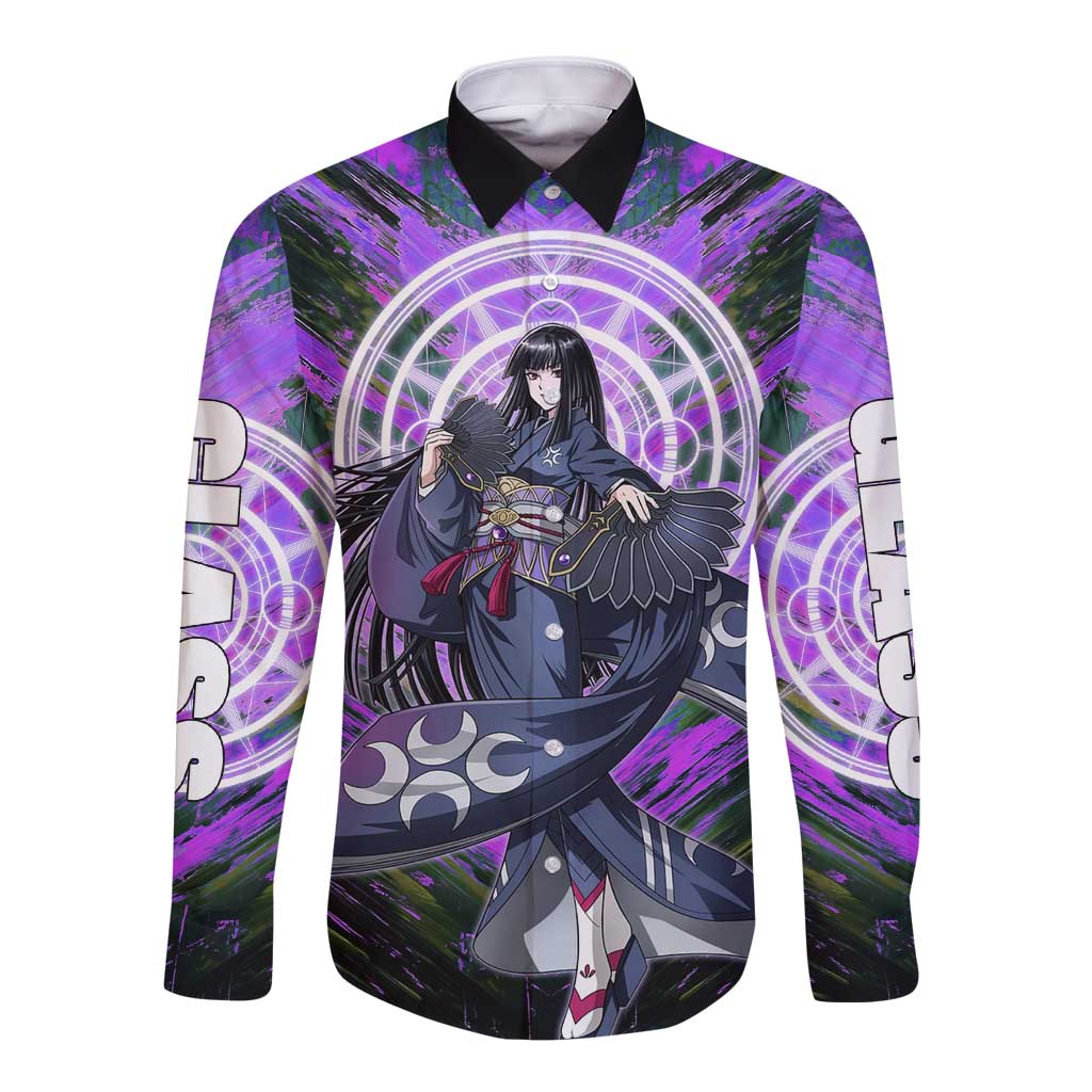 Glass The Rising of the Shield Hero Long Sleeve Button Shirt with Elegant Battle Kimono and Spirit Energy Circle Design - The Mazicc