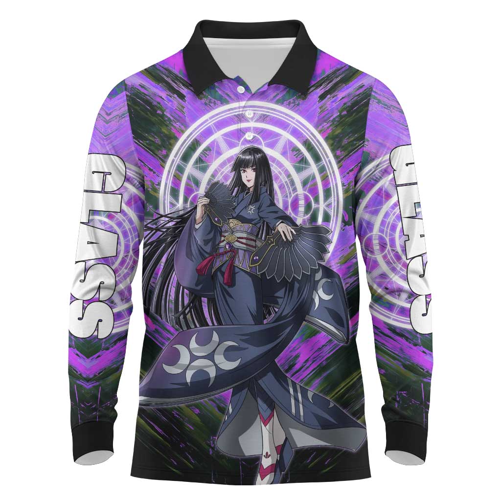 Glass The Rising of the Shield Hero Long Sleeve Polo Shirt with Elegant Battle Kimono and Spirit Energy Circle Design - The Mazicc