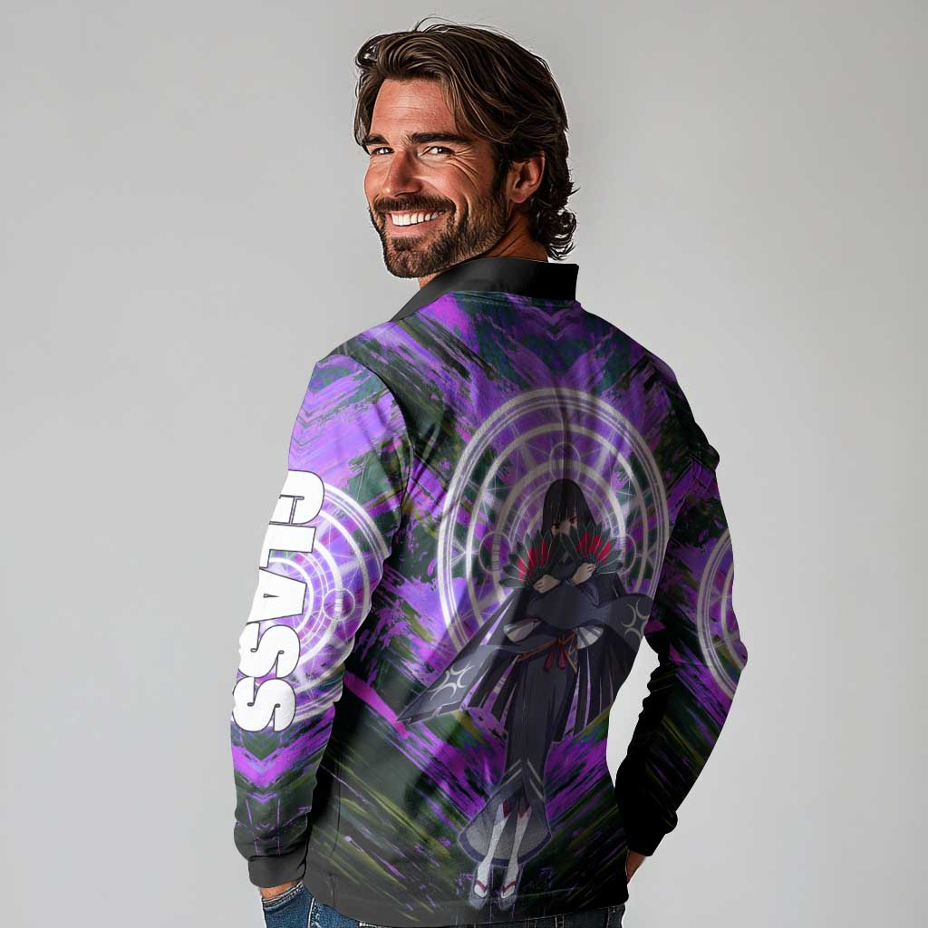 Glass The Rising of the Shield Hero Long Sleeve Polo Shirt with Elegant Battle Kimono and Spirit Energy Circle Design - The Mazicc
