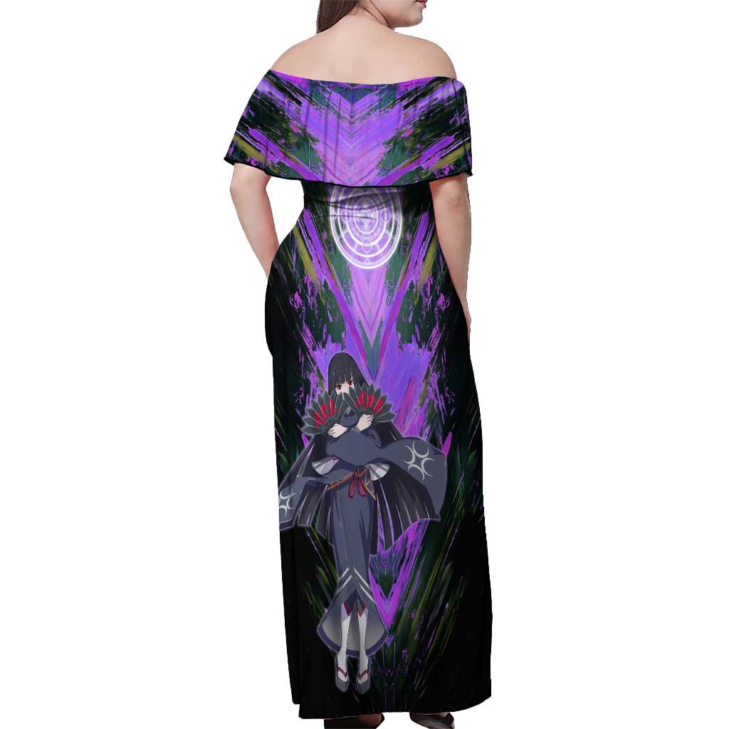 Glass The Rising of the Shield Hero Off Shoulder Maxi Dress with Elegant Battle Kimono and Spirit Energy Circle Design - The Mazicc