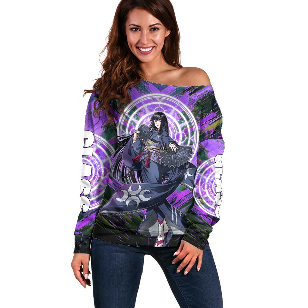 Glass The Rising of the Shield Hero Off Shoulder Sweater with Elegant Battle Kimono and Spirit Energy Circle Design - The Mazicc