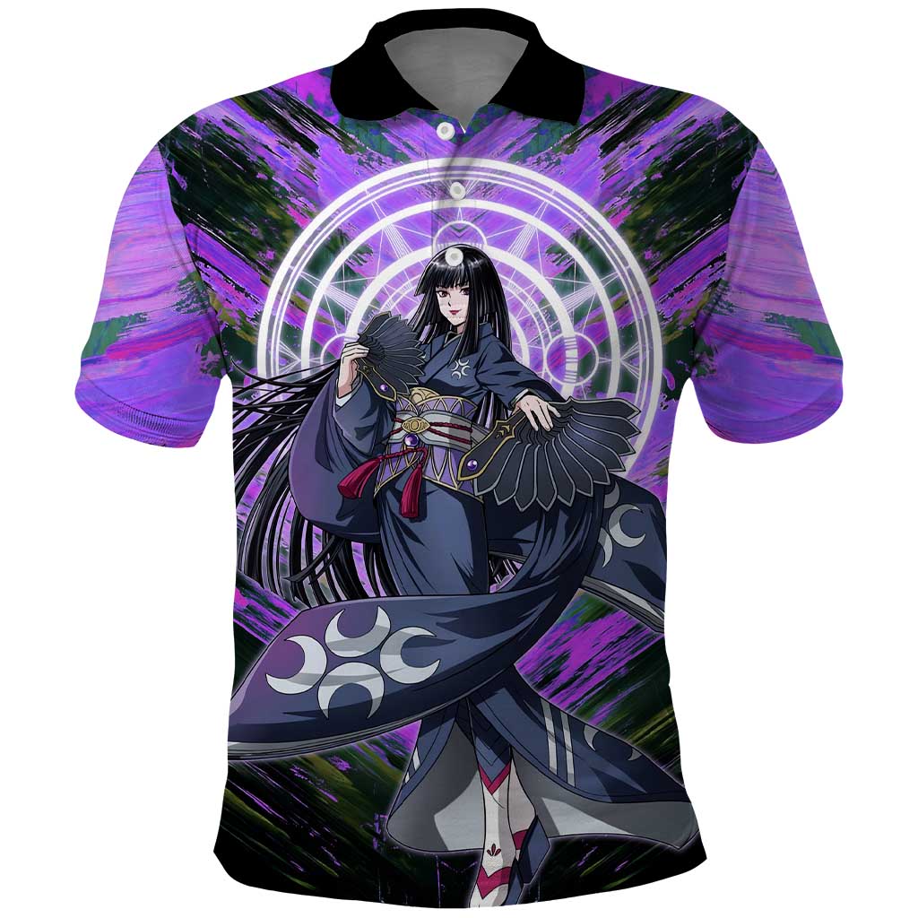 Glass The Rising of the Shield Hero Polo Shirt with Elegant Battle Kimono and Spirit Energy Circle Design - The Mazicc