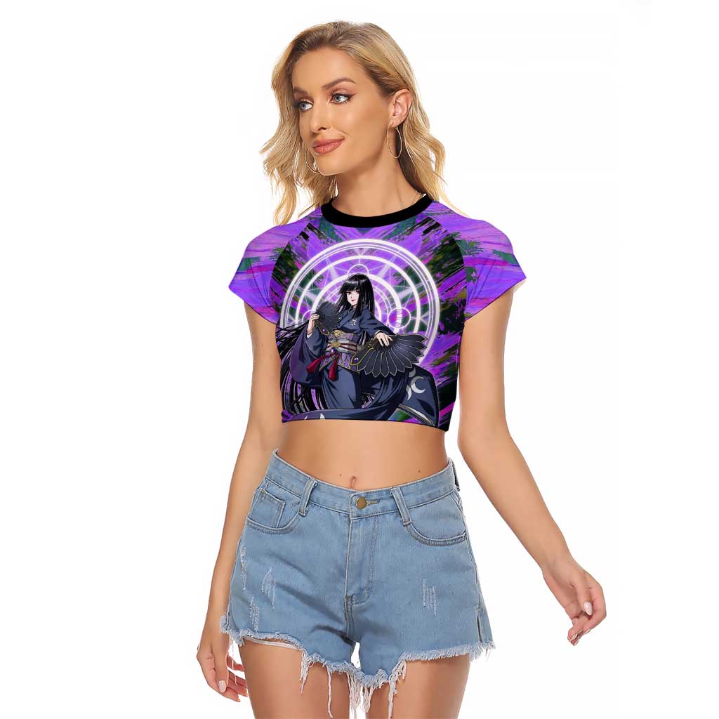 Glass The Rising of the Shield Hero Raglan Cropped T Shirt with Elegant Battle Kimono and Spirit Energy Circle Design - The Mazicc