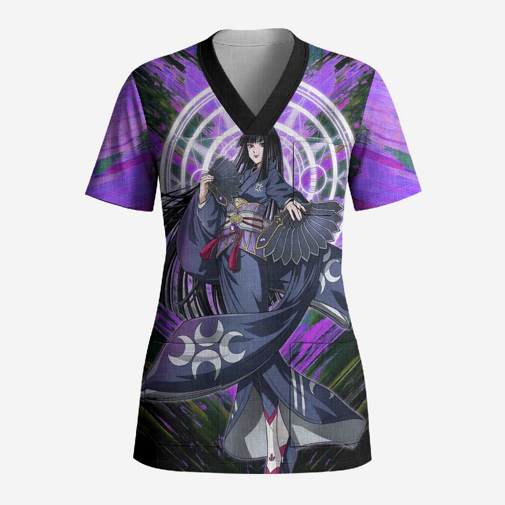 Glass The Rising of the Shield Hero Scrub Top with Elegant Battle Kimono and Spirit Energy Circle Design - The Mazicc