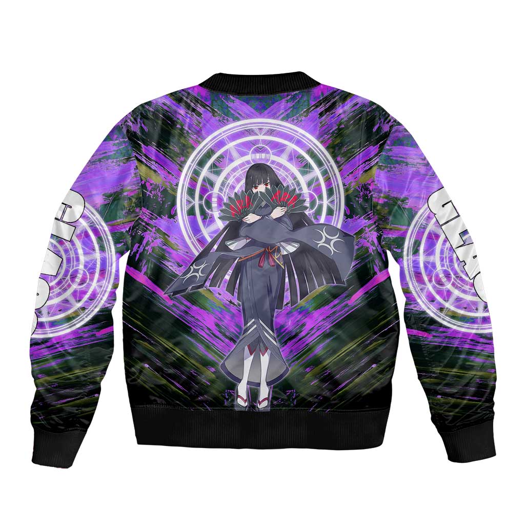 Glass The Rising of the Shield Hero Sleeve Zip Bomber Jacket with Elegant Battle Kimono and Spirit Energy Circle Design - The Mazicc