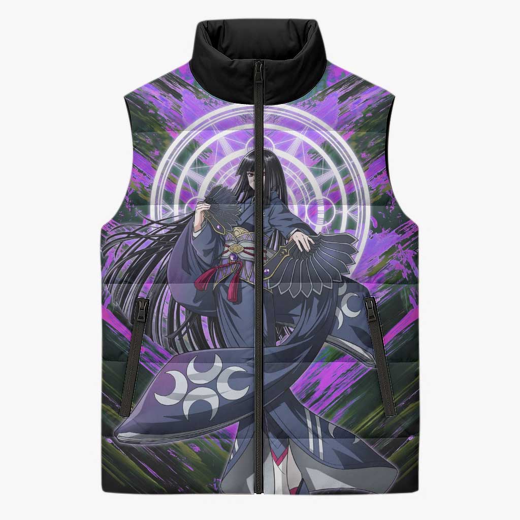 Glass The Rising of the Shield Hero Sleeveless Puffer Jacket with Elegant Battle Kimono and Spirit Energy Circle Design - The Mazicc