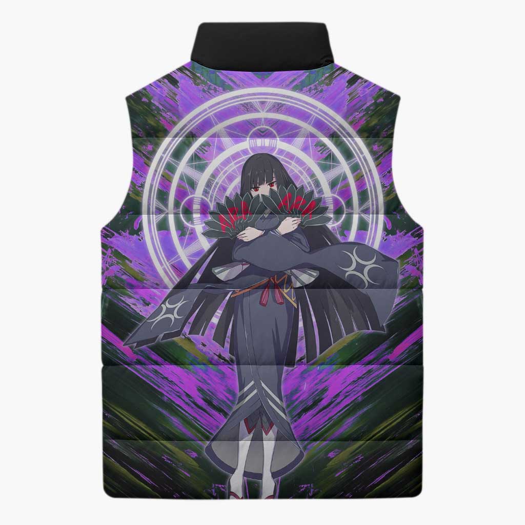 Glass The Rising of the Shield Hero Sleeveless Puffer Jacket with Elegant Battle Kimono and Spirit Energy Circle Design - The Mazicc