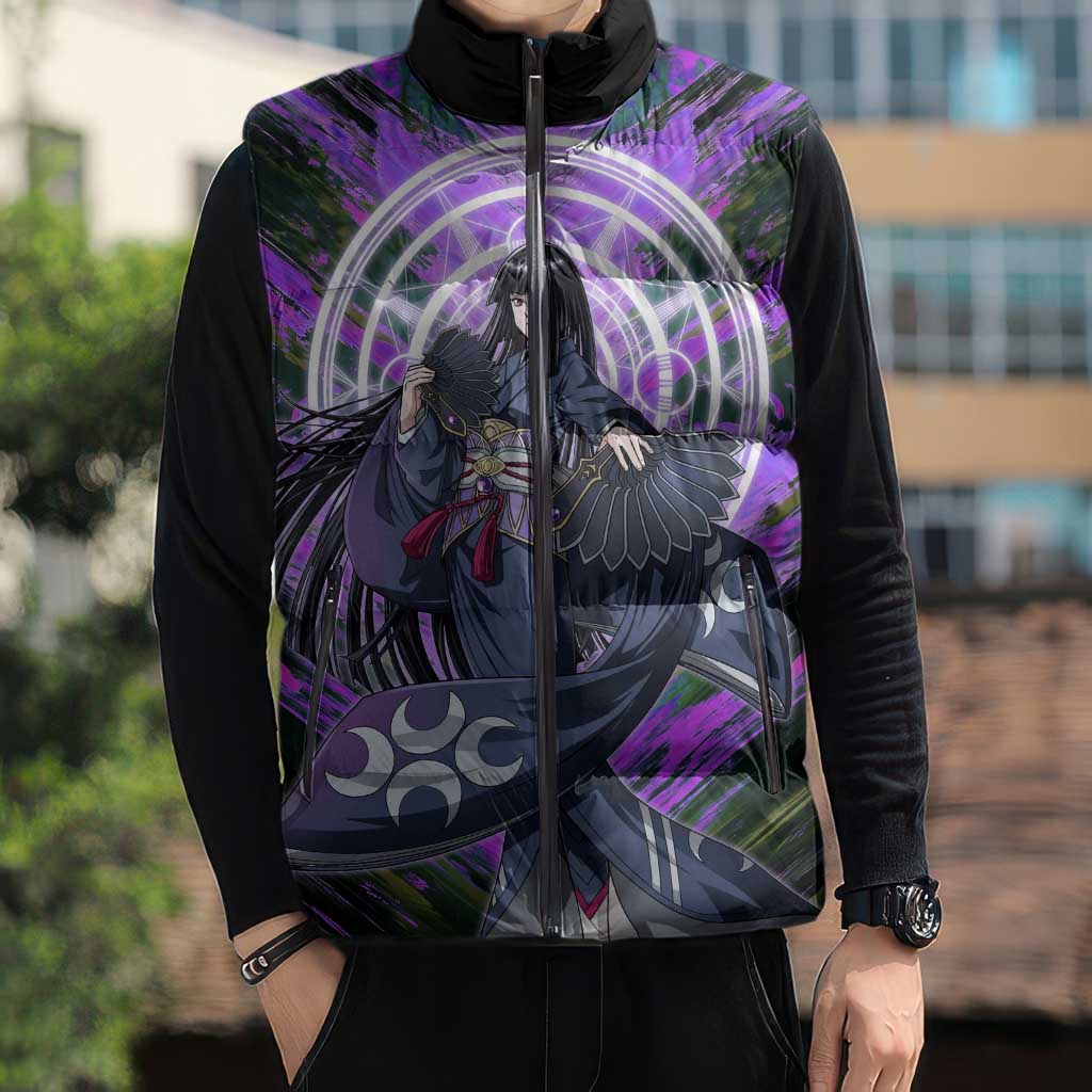 Glass The Rising of the Shield Hero Sleeveless Puffer Jacket with Elegant Battle Kimono and Spirit Energy Circle Design - The Mazicc