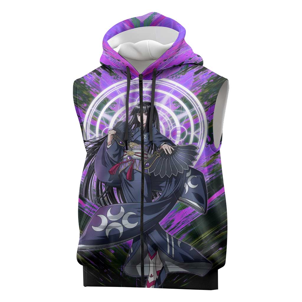 Glass The Rising of the Shield Hero Sleeveless Zip Hoodie with Elegant Battle Kimono and Spirit Energy Circle Design - The Mazicc