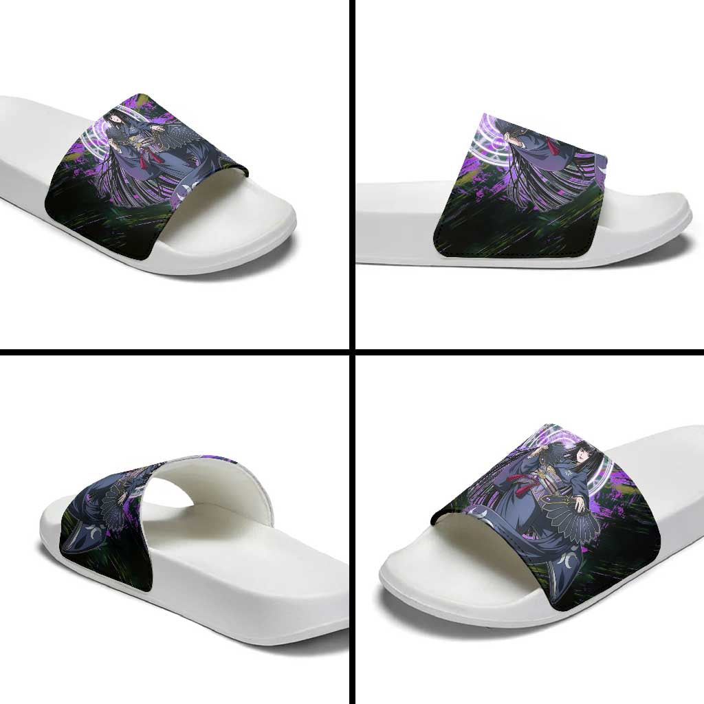 Glass The Rising of the Shield Hero Slide Sandals with Elegant Battle Kimono and Spirit Energy Circle Design - The Mazicc