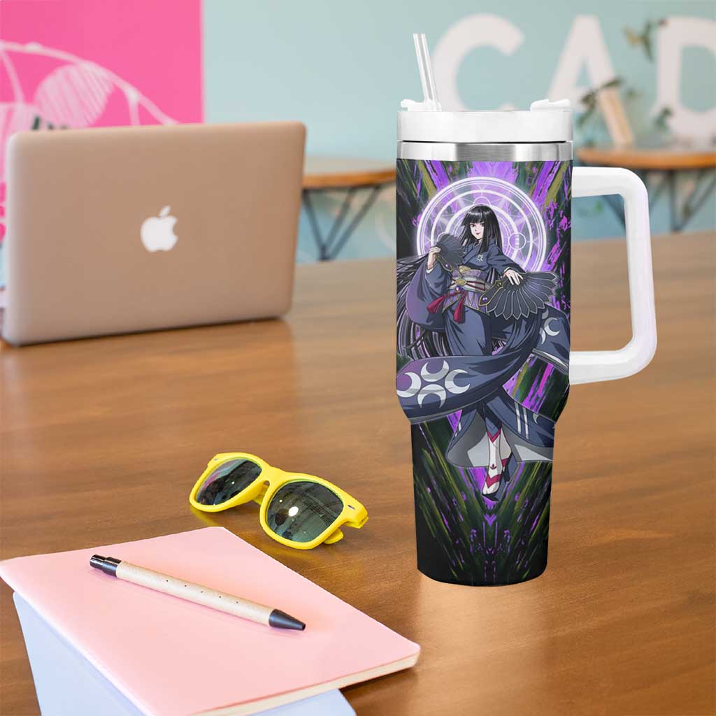 Glass The Rising of the Shield Hero Tumbler With Handle with Elegant Battle Kimono and Spirit Energy Circle Design - The Mazicc