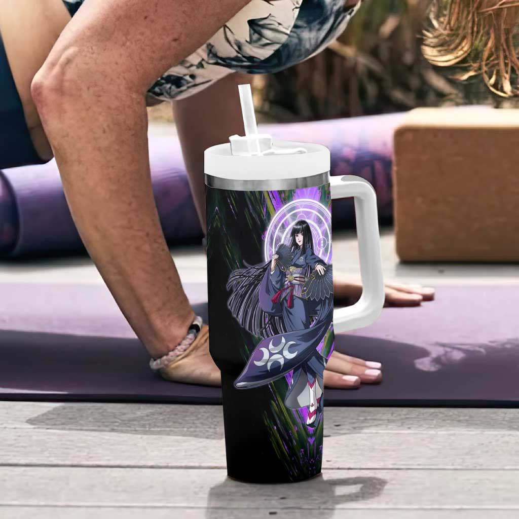 Glass The Rising of the Shield Hero Tumbler With Handle with Elegant Battle Kimono and Spirit Energy Circle Design - The Mazicc