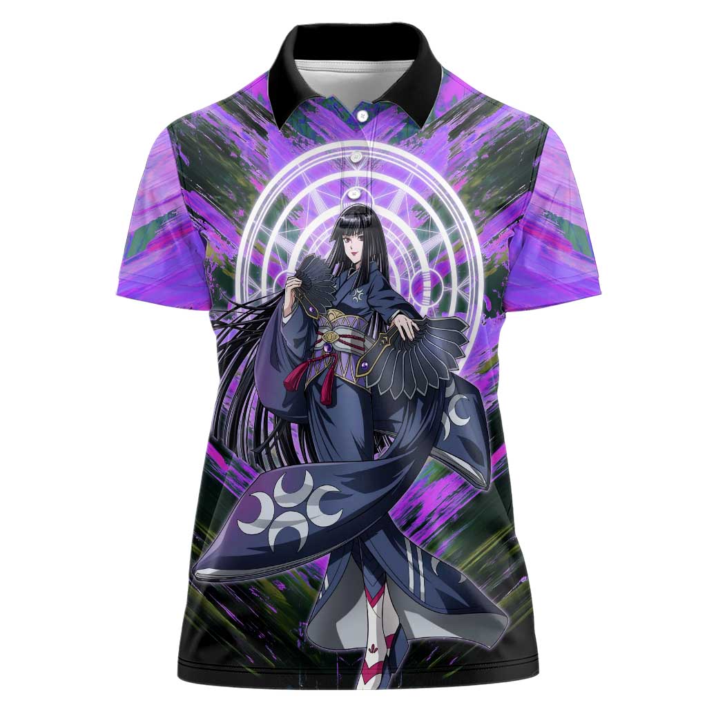 Glass The Rising of the Shield Hero Women Polo Shirt with Elegant Battle Kimono and Spirit Energy Circle Design - The Mazicc