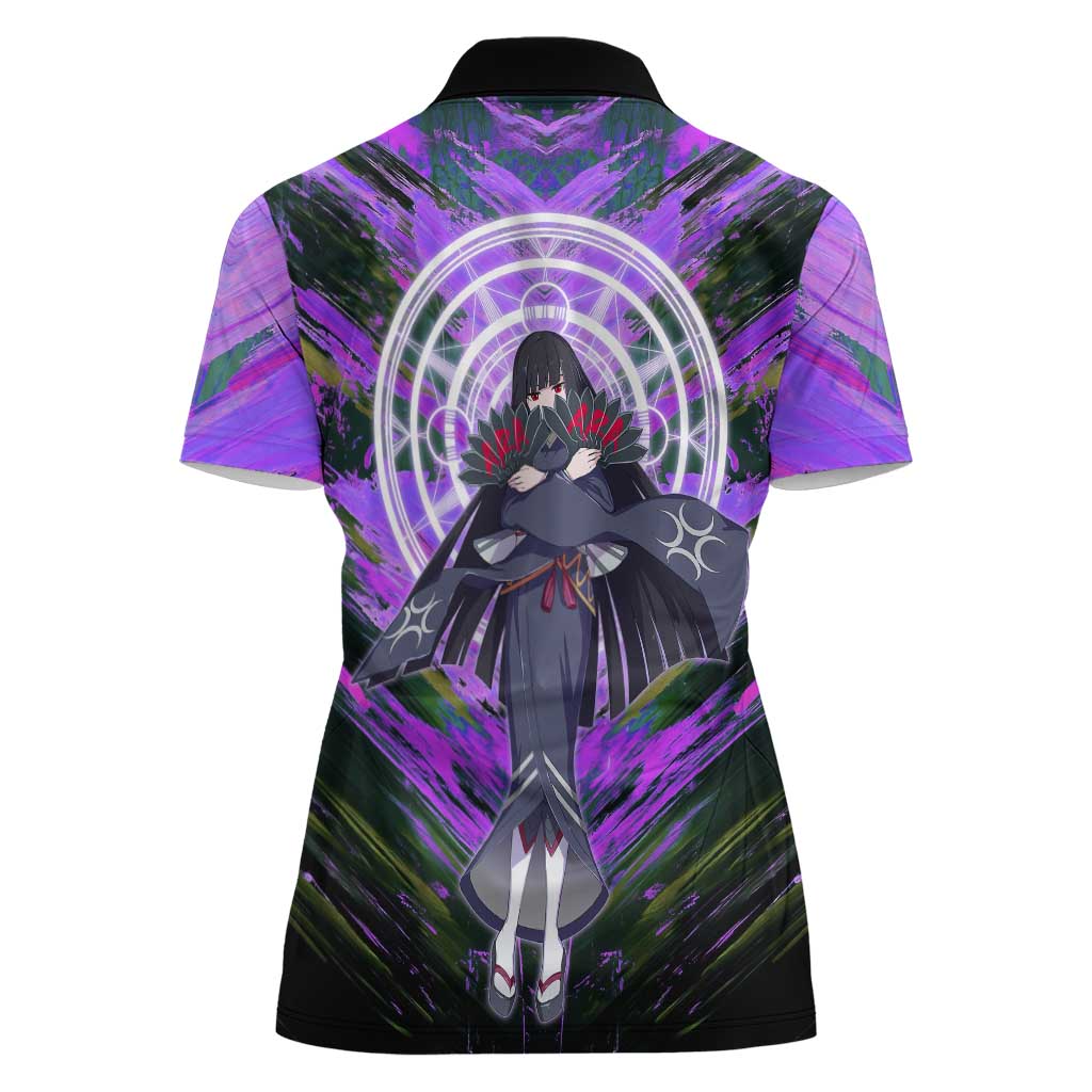 Glass The Rising of the Shield Hero Women Polo Shirt with Elegant Battle Kimono and Spirit Energy Circle Design - The Mazicc