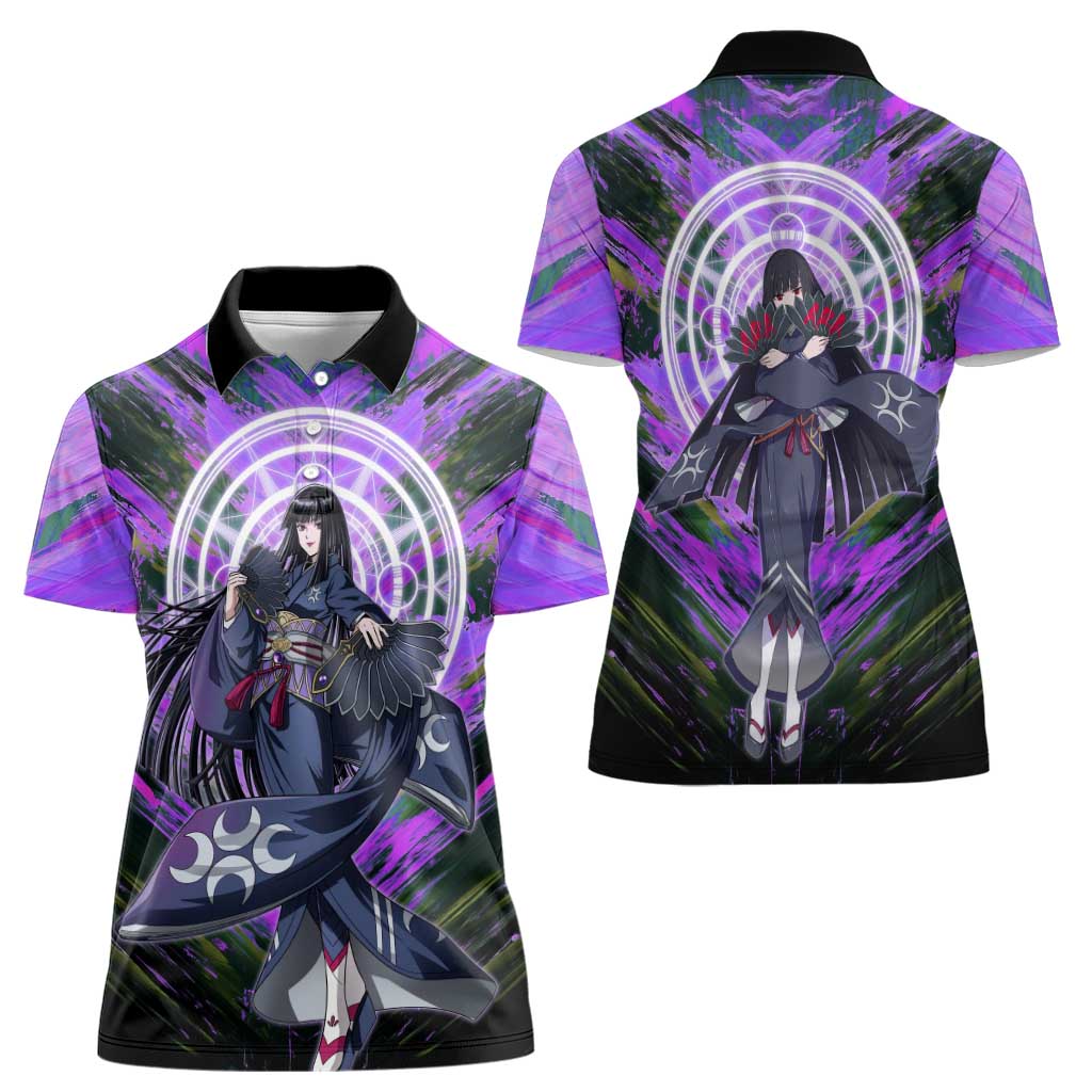 Glass The Rising of the Shield Hero Women Polo Shirt with Elegant Battle Kimono and Spirit Energy Circle Design - The Mazicc