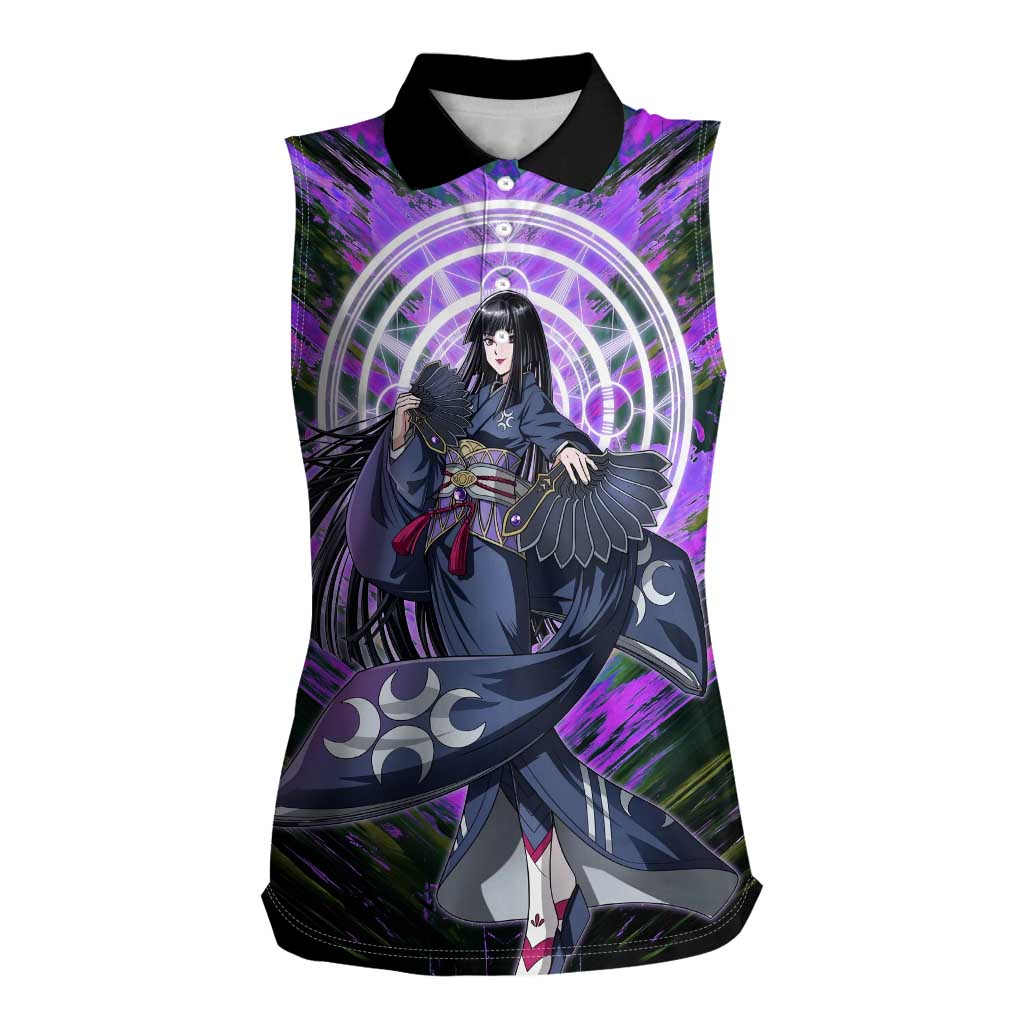 Glass The Rising of the Shield Hero Women Sleeveless Polo Shirt with Elegant Battle Kimono and Spirit Energy Circle Design - The Mazicc