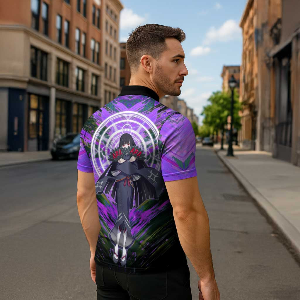 Glass The Rising of the Shield Hero Zipper Polo Shirt with Elegant Battle Kimono and Spirit Energy Circle Design - The Mazicc