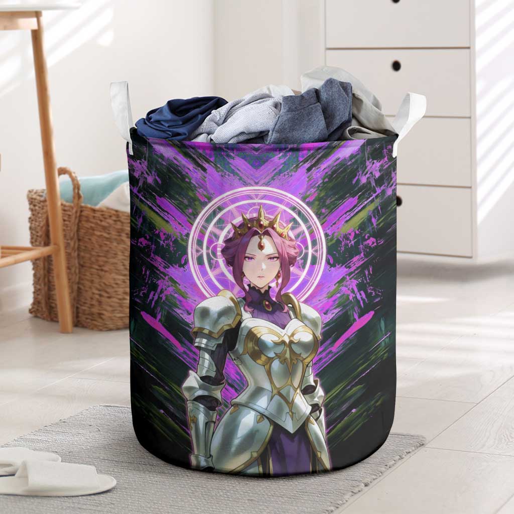 Mirellia Q Melromarc The Rising of the Shield Hero Laundry Basket with Queen Armor and Magical Emblem Background - The Mazicc
