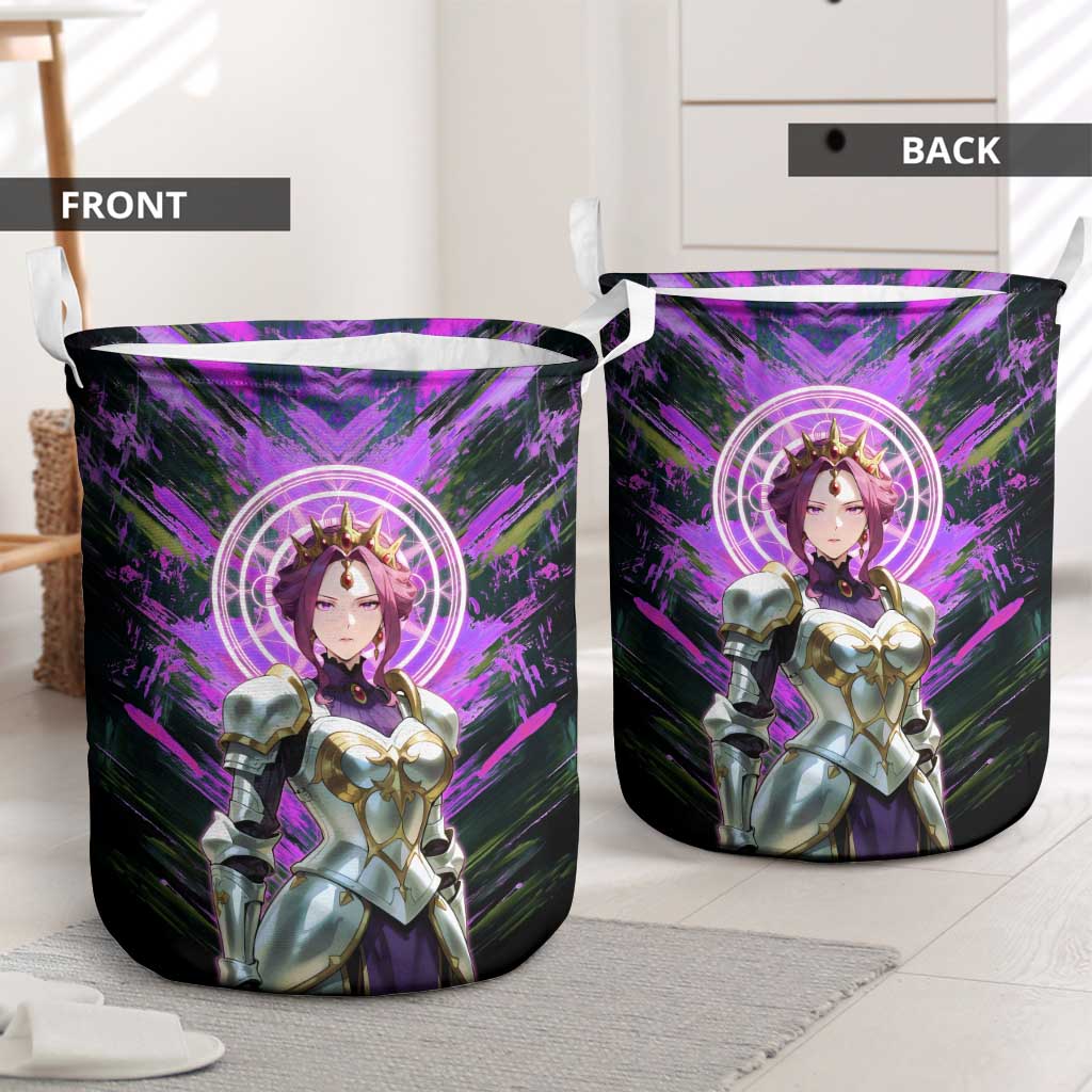 Mirellia Q Melromarc The Rising of the Shield Hero Laundry Basket with Queen Armor and Magical Emblem Background - The Mazicc