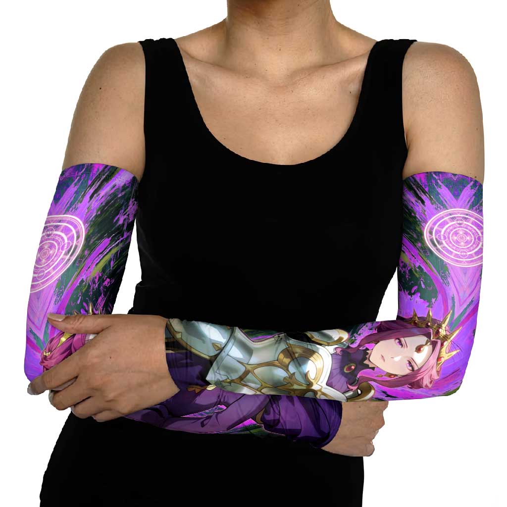 Mirellia Q Melromarc The Rising of the Shield Hero Arm Sleeves with Queen Armor and Magical Emblem Background - The Mazicc