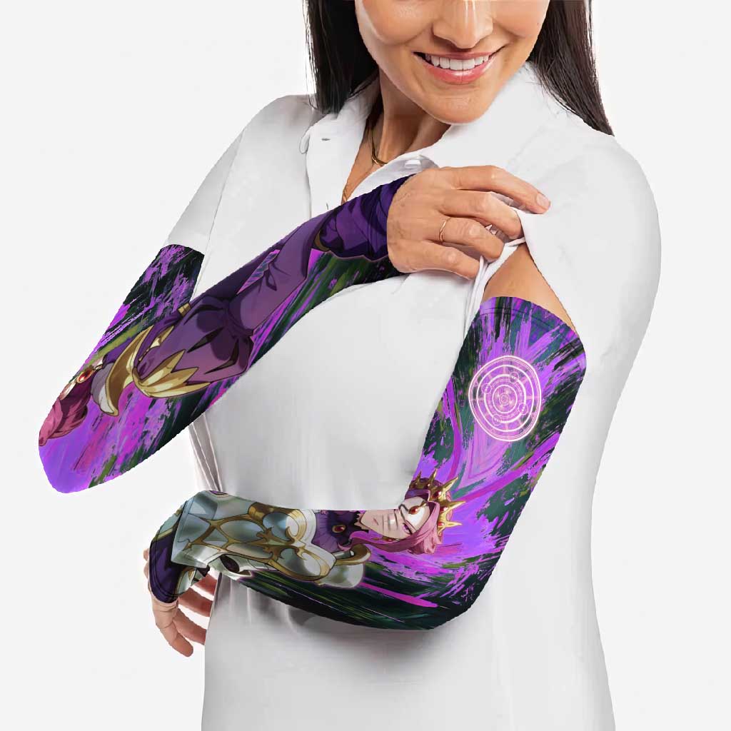 Mirellia Q Melromarc The Rising of the Shield Hero Arm Sleeves with Queen Armor and Magical Emblem Background - The Mazicc