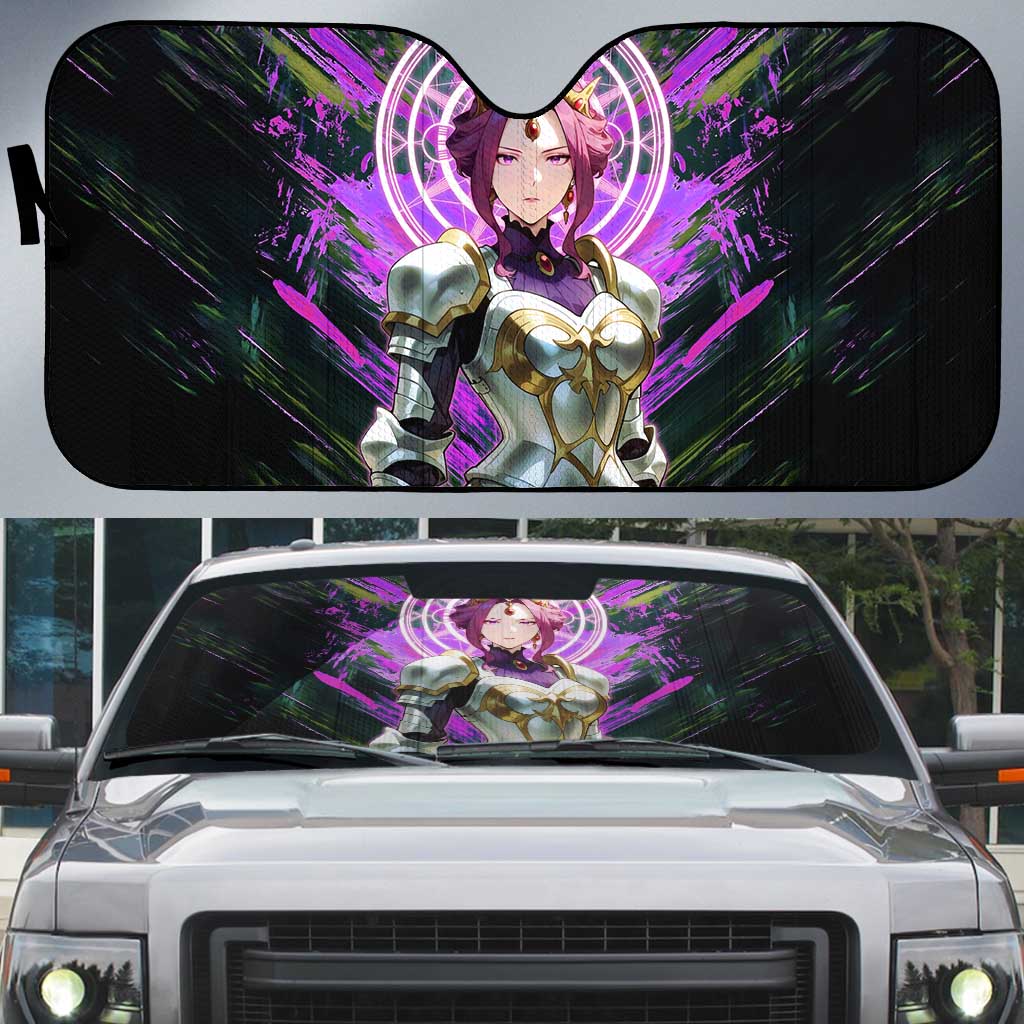 Mirellia Q Melromarc The Rising of the Shield Hero Auto Sun Shade with Queen Armor and Magical Emblem Background - The Mazicc