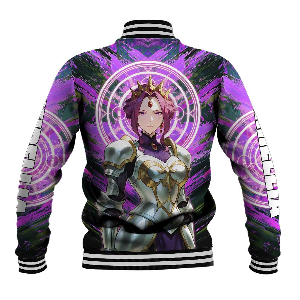 Mirellia Q Melromarc The Rising of the Shield Hero Baseball Jacket with Queen Armor and Magical Emblem Background - The Mazicc
