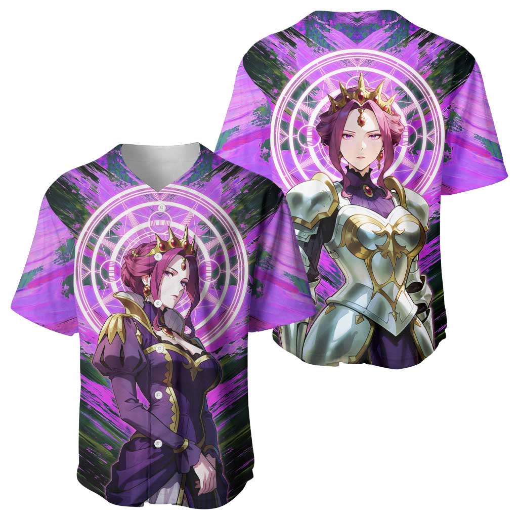 Mirellia Q Melromarc The Rising of the Shield Hero Baseball Jersey with Queen Armor and Magical Emblem Background - The Mazicc