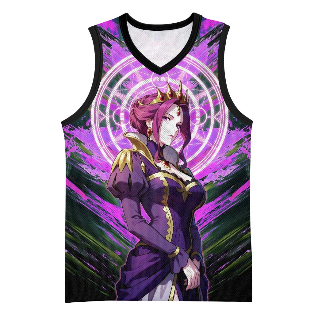 Mirellia Q Melromarc The Rising of the Shield Hero Basketball Jersey with Queen Armor and Magical Emblem Background - The Mazicc