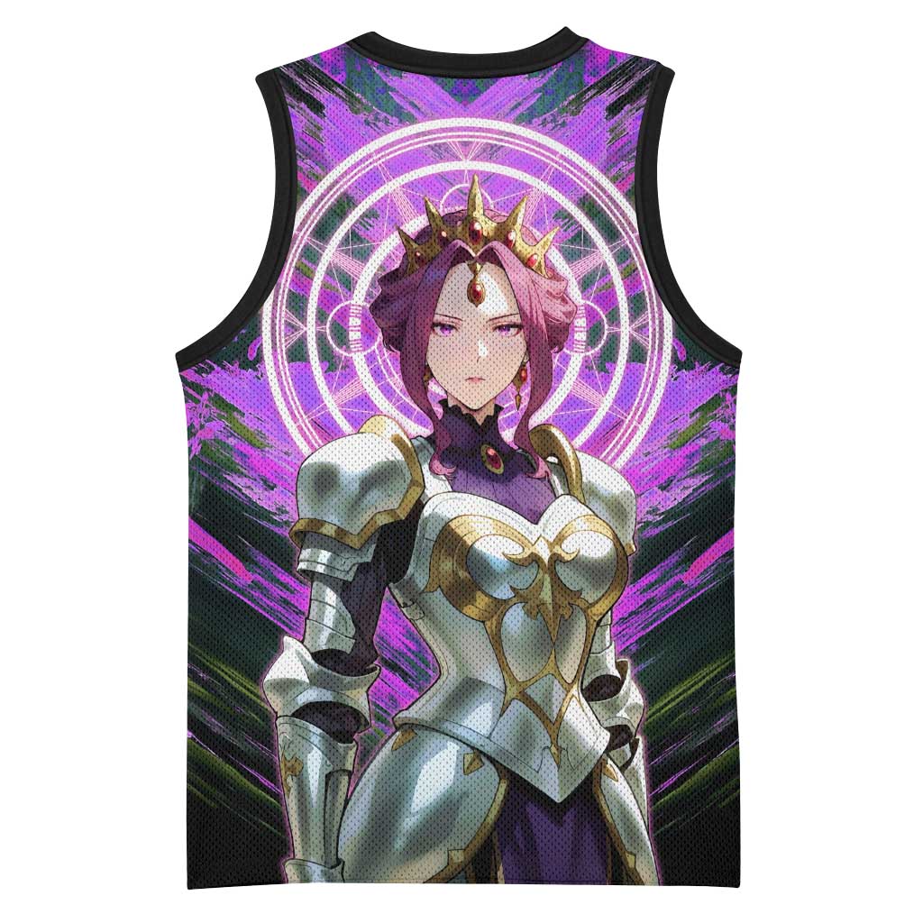 Mirellia Q Melromarc The Rising of the Shield Hero Basketball Jersey with Queen Armor and Magical Emblem Background - The Mazicc