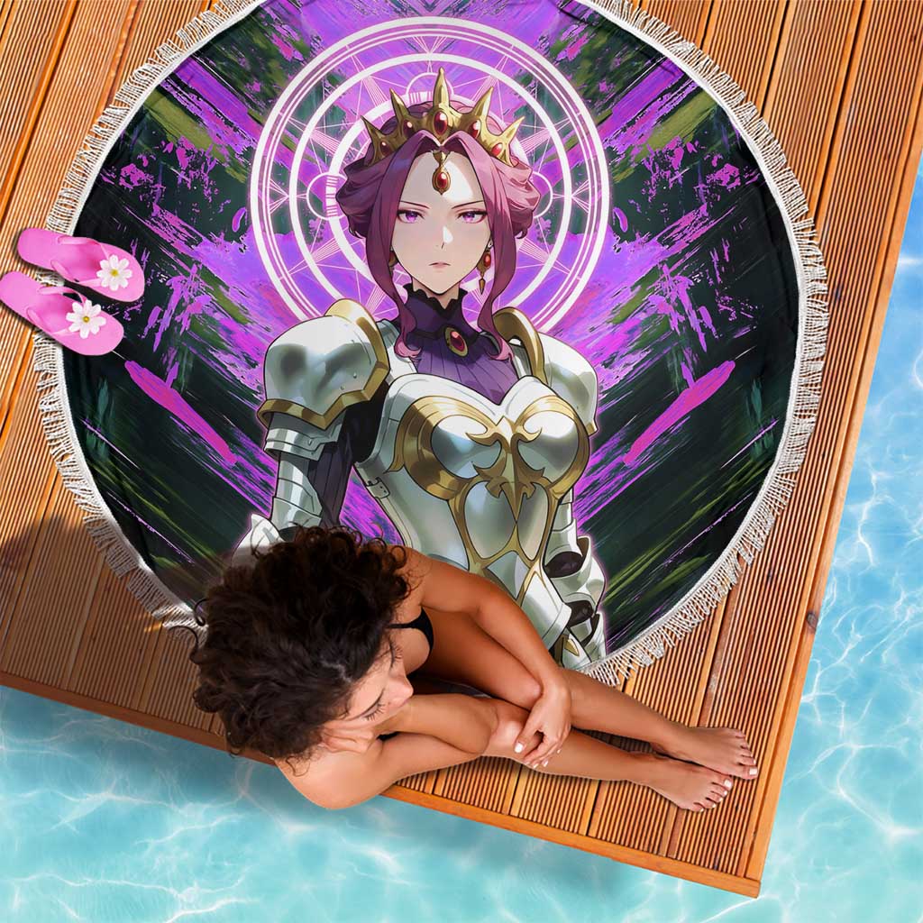 Mirellia Q Melromarc The Rising of the Shield Hero Beach Blanket with Queen Armor and Magical Emblem Background - The Mazicc