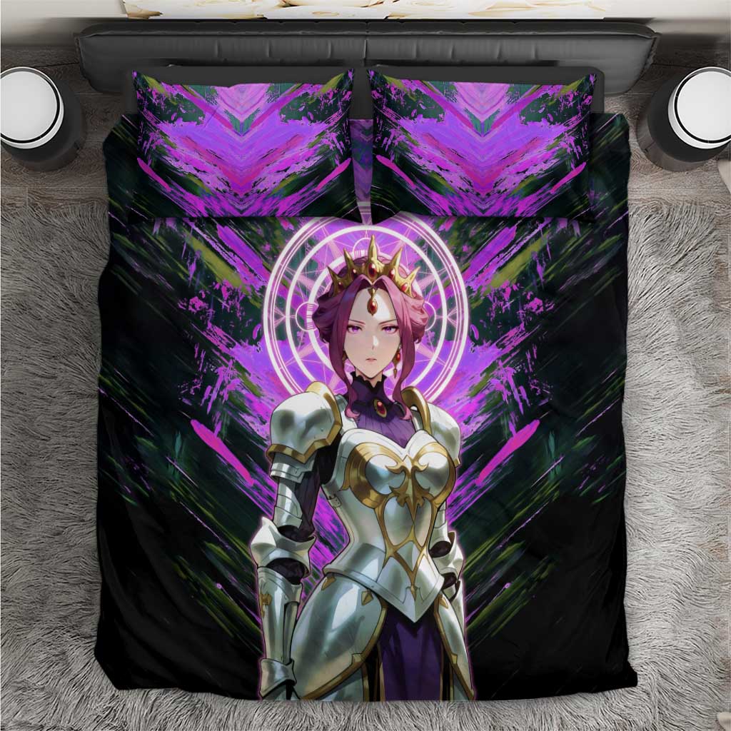 Mirellia Q Melromarc The Rising of the Shield Hero Bedding Set with Queen Armor and Magical Emblem Background - The Mazicc