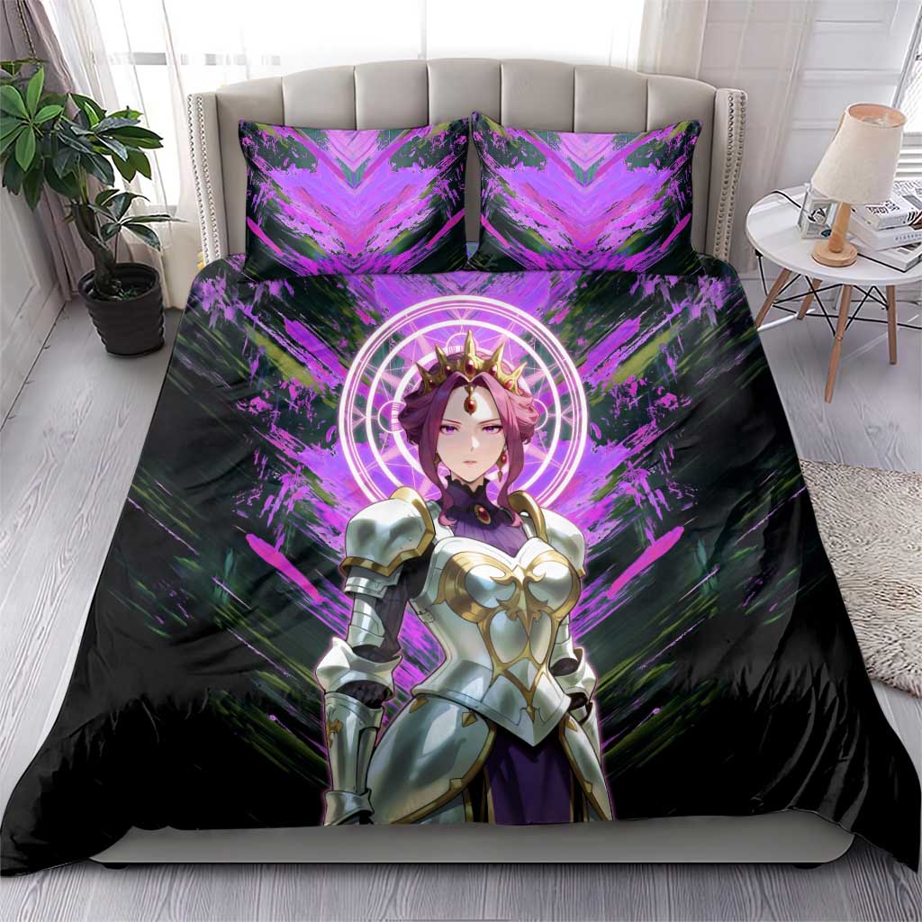 Mirellia Q Melromarc The Rising of the Shield Hero Bedding Set with Queen Armor and Magical Emblem Background - The Mazicc