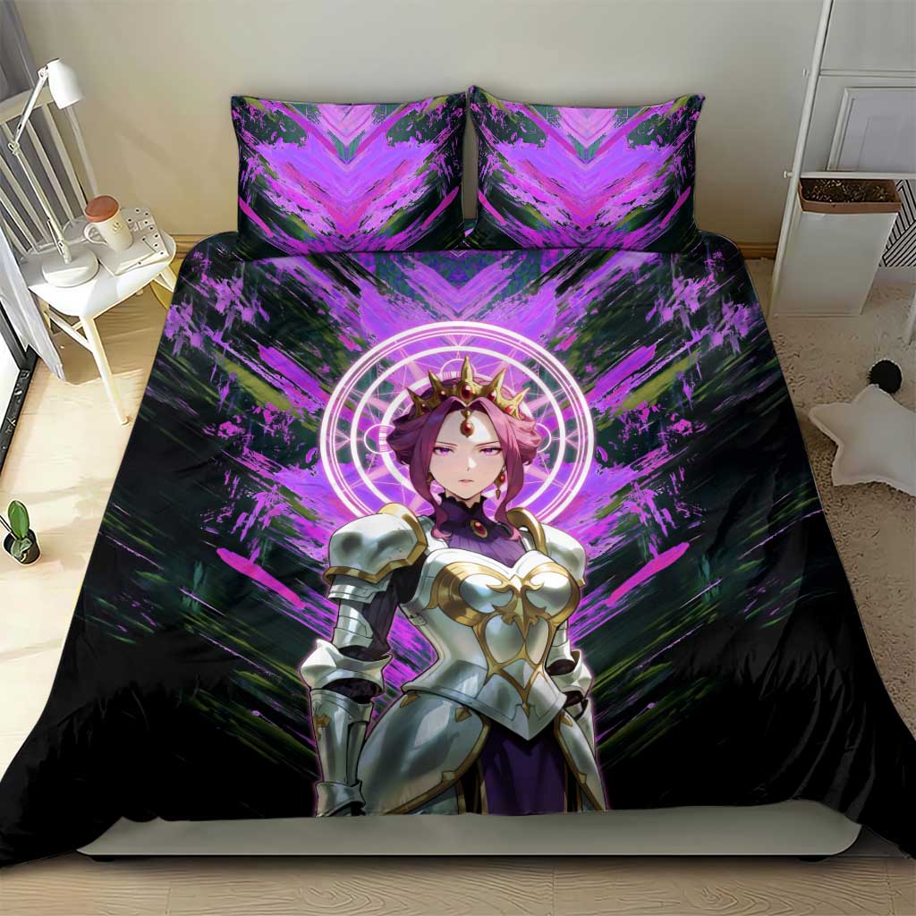 Mirellia Q Melromarc The Rising of the Shield Hero Bedding Set with Queen Armor and Magical Emblem Background - The Mazicc