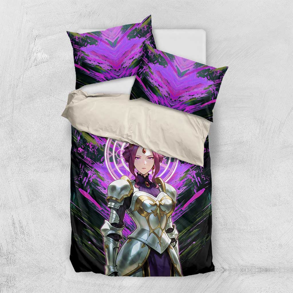 Mirellia Q Melromarc The Rising of the Shield Hero Bedding Set with Queen Armor and Magical Emblem Background - The Mazicc