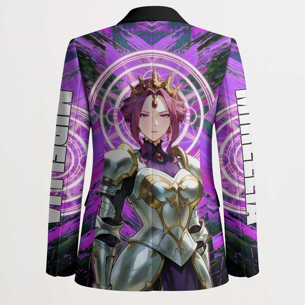 Mirellia Q Melromarc The Rising of the Shield Hero Blazer with Queen Armor and Magical Emblem Background - The Mazicc