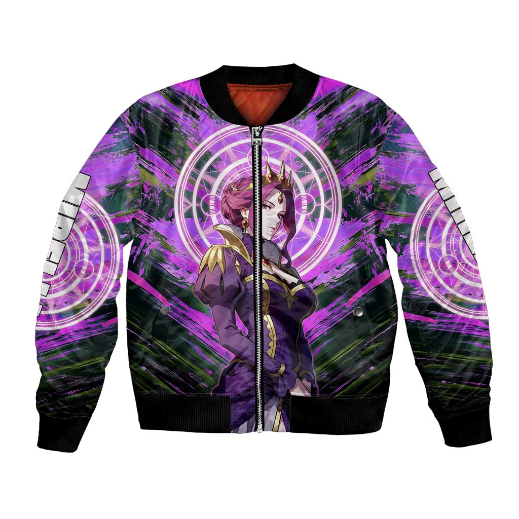 Mirellia Q Melromarc The Rising of the Shield Hero Bomber Jacket with Queen Armor and Magical Emblem Background - The Mazicc