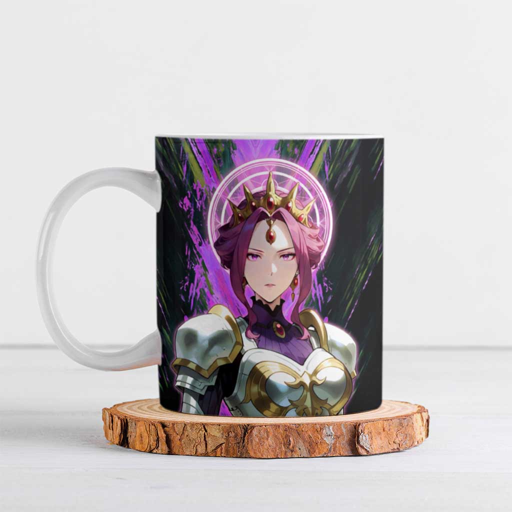 Mirellia Q Melromarc The Rising of the Shield Hero Ceramic Mug with Queen Armor and Magical Emblem Background - The Mazicc